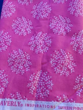 Waverly Pink Cotton Fabric with White Clustered Floral Motif 44 Wide By 1 Yd